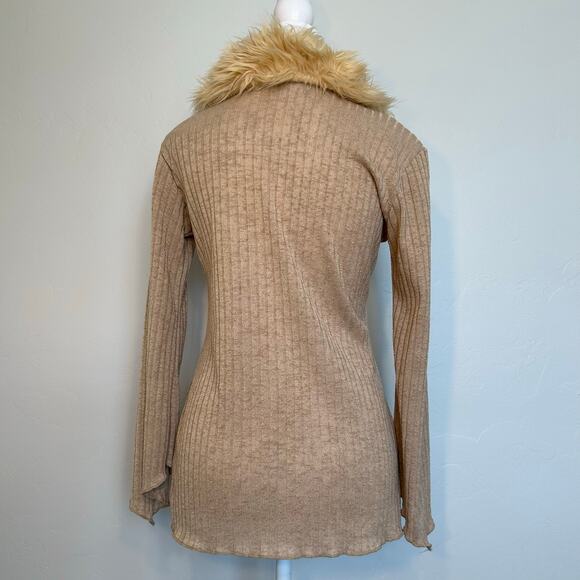 y2k cardigan with fur collar - Picture 5 of 7